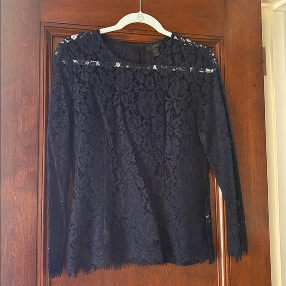 NWOT J Crew navy lace top with camisole, 6 - Picture 2 of 3